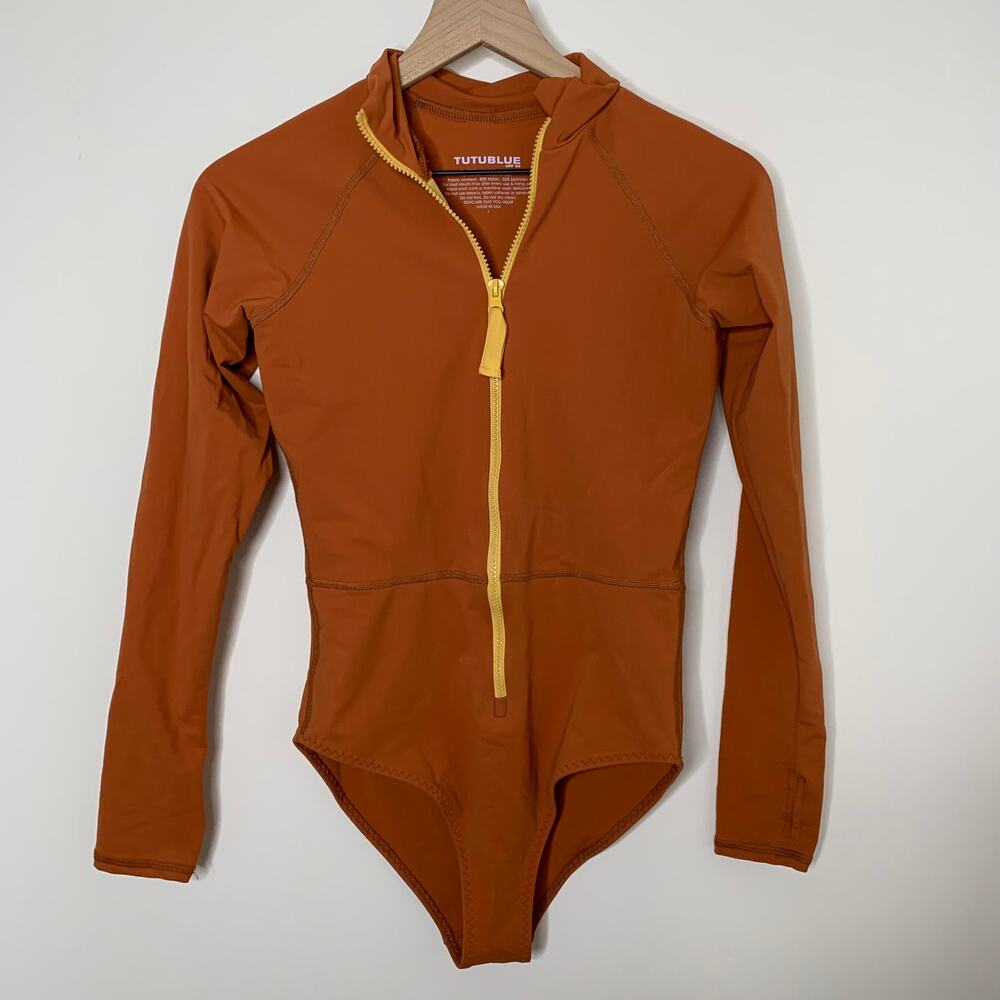 TutuBlue One Piece Long Sleeve Swimsuit Copper Orange Womens Large - Picture 5 of 16